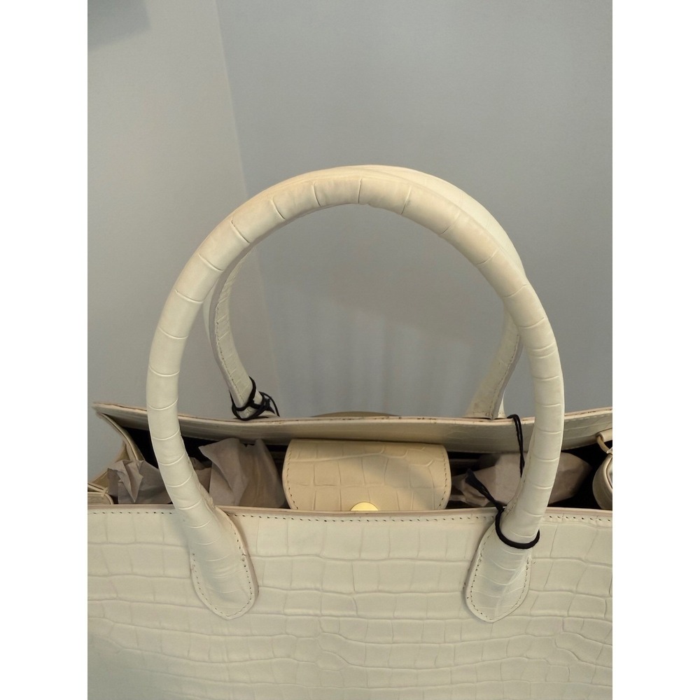 Claudia Firenze Cream Croc Embossed Leather Satchel Handbag NWT - Picture 9 of 12